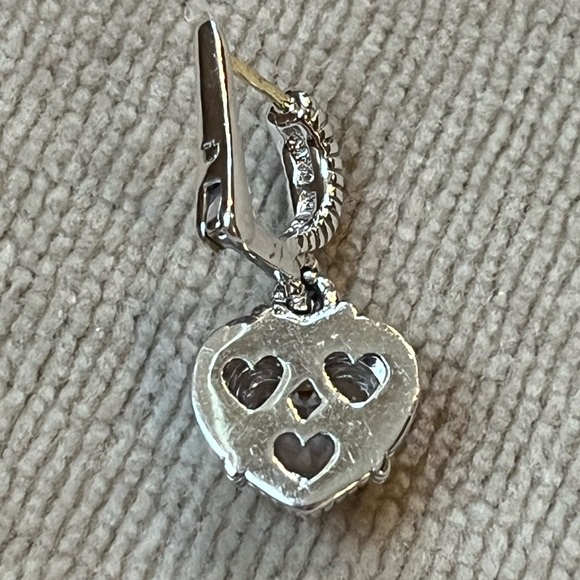 Judith Ripka JR TWO Collection *SINGLE EARRING* Sterling Gold Pink Quartz Heart - Picture 5 of 9